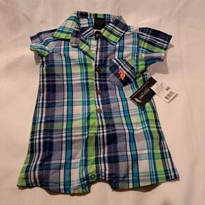 U S POLO ASSN 6-9 months plaid romper New